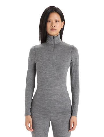 Dámské Base Layers Icebreaker Merino 200 Oasis Long Sleeve Half Zip Thermal Top Šedé | CZ 1044SGLO